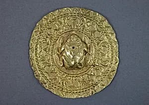 Disk or Subang Cover with Frog Surrounded by Foliate by Unknown Artist