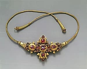 Necklace with Inset Stones and Braided Wire by Unknown Artist