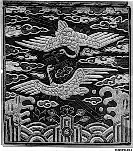 Rank Badge with Decoration of Two Cranes among Clouds by Unknown Artist