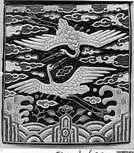 Rank Badge with Decoration of Two Cranes among Clouds by Unknown Artist