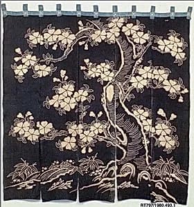 Noren with Design of Flowering Cherry Tree by Unknown Artist