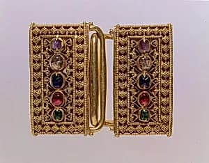 Two-Part Buckle with Inlaid Stones by Unknown Artist
