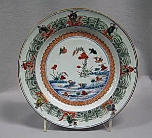 Plate with lotus pond and Daoist immortals by Unknown Artist
