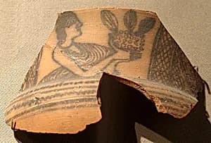 Shard: Neckpiece with Female Offerer and Crosshatched Ornamentation by Unknown Artist