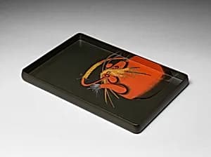 Tray with rice stalks and a grasshopper on a tea kettle by Shibata Zeshin