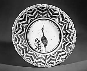 Deep Dish with Egret Design by Unknown Artist