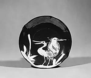 Plate with Design of Two Cranes by Unknown Artist