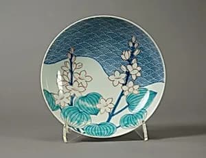 Dish with Design of Waves and Water Plants by Unknown Artist