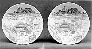 Saucer with Landscape Design by Unknown Artist