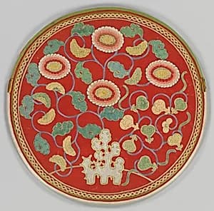 Mirror Case with Pattern of Rock, Chrysanthemums, and Pomegranates by Unknown Artist