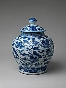 Jar with Ducks in Lotus Pond by Unknown Artist