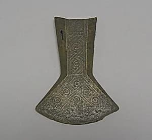 Hafted Fan-Shaped Ax with Design of Lattice and Circles by Unknown Artist