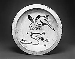 Ishizara Plate with Rabbit Design by Unknown Artist