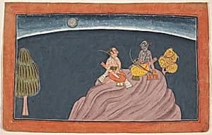 Rama and Lakshmana on Mount Pavarasana: Folio from the Shangri Ramayana series (Style II) by Unknown Artist