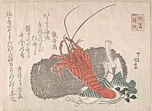 Lobster on a Piece of Charcoal with Other New Year Decorations by Ryūryūkyo Shinsai
