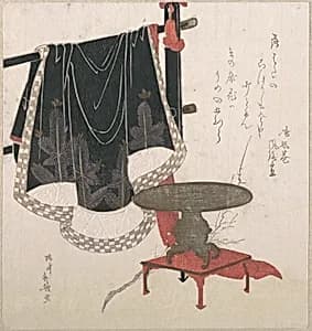 Flower Vase with Stand; Dress Hanging on a Clothesrack by Hachifusa Shūri