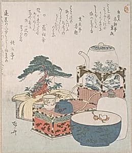 Utensils with Decorations for the New Year by Ryūryūkyo Shinsai