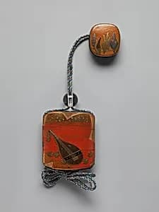 Case (Inrō) with Design of Lute and Maple Leaves by Unknown Artist
