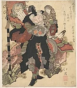 Chinese Warrior Carrying a Child upon His Shoulders by Totoya Hokkei