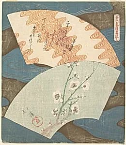 Two Fan Designs: Plum Blossom and Wave by Totoya Hokkei