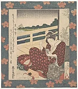 Beauty Looking at Her Image in a Mirror by Utagawa Sadakage