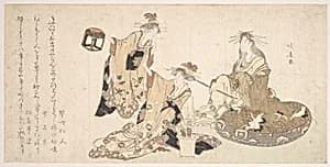 Three Young Ladies Visiting Together by Teisai Hokuba