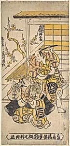 Ogino Isaburo as Asamajiro; Sanogawa Ichimatsu as Fujitaro by Torii Kiyonobu I