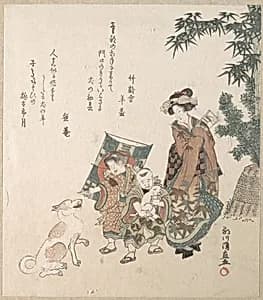 Street Scene in the New Year Season by Utagawa Kuninao