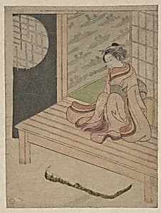 A Young Woman Seated upon the Engawa of a House by Suzuki Harunobu