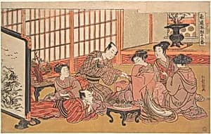 A Mock Marriage Ceremony by Isoda Koryūsai