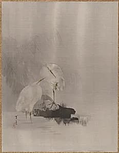 Egrets at the Water's Edge by Watanabe Seitei