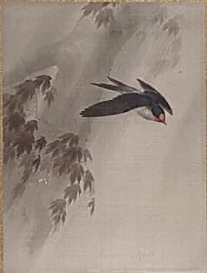 A Swallow in the Rain by Okada Baison
