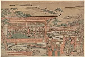 Ushiwaka, the Young Yoshitsune Serenading Jorurihime by Kitao Shigemasa