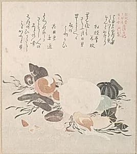 Various Shells with Sea Weeds by Kubo Shunman