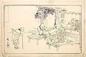 The Famous Practical Jokers Yajirobei at a Wayside Restaurant by Utagawa Hiroshige
