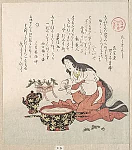 Woman Cutting Her Nails after GatHering Herbs by Kubo Shunman