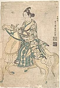 Actor Sanokawa Ichimatsu as Young Samurai riding on Horse-back by Ishikawa Toyonobu