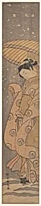 Beauty under an Umbrella in the Snow by Suzuki Harunobu