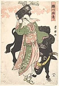 The Actor Segawa Roko as the Woodseller Ohara Leading an Ox by Utagawa Toyokuni I