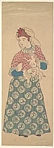 Dutch Woman Holding a Dog by Unidentified artist