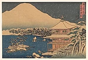 Kinkakuji seen in Falling Snow by Hasegawa Sadanobu