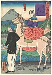 Twilight, Looking at Wild Geese Flying Down Toward Yoshida Bridge by Utagawa Yoshitora