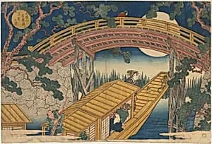 Moonlight View of Suihiro Bridge, Tempozan by Yashima Gakutei