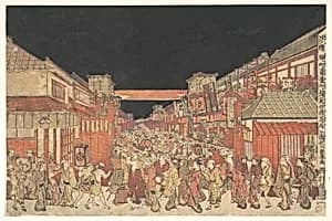 Sakaichō Fukiyachō Kaomise Yoshibai no Zu by Utagawa Toyoharu