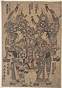 Five Popular Actors as the Gonin Otoko or Five Otokodate, in "Ume Wakana Futaba Soga" by Torii Kiyohiro