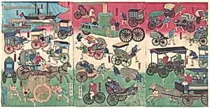Vehicles on the Streets of Tokyo by Utagawa Yoshitora