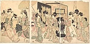 Ladies Surrounding a Cart by Utamaro II