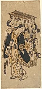 An Actor With a Rack of Wigs by Okumura Toshinobu