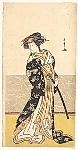 The Actor Nakamura Rikō, as a Courtesan with a Sword by Katsukawa Shunshō　勝川春章