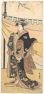 The Actor Nakayama Tomisaburo as a Woman at a Picnic under Autumn Maple Trees by Katsukawa Shun'ei 勝川春英